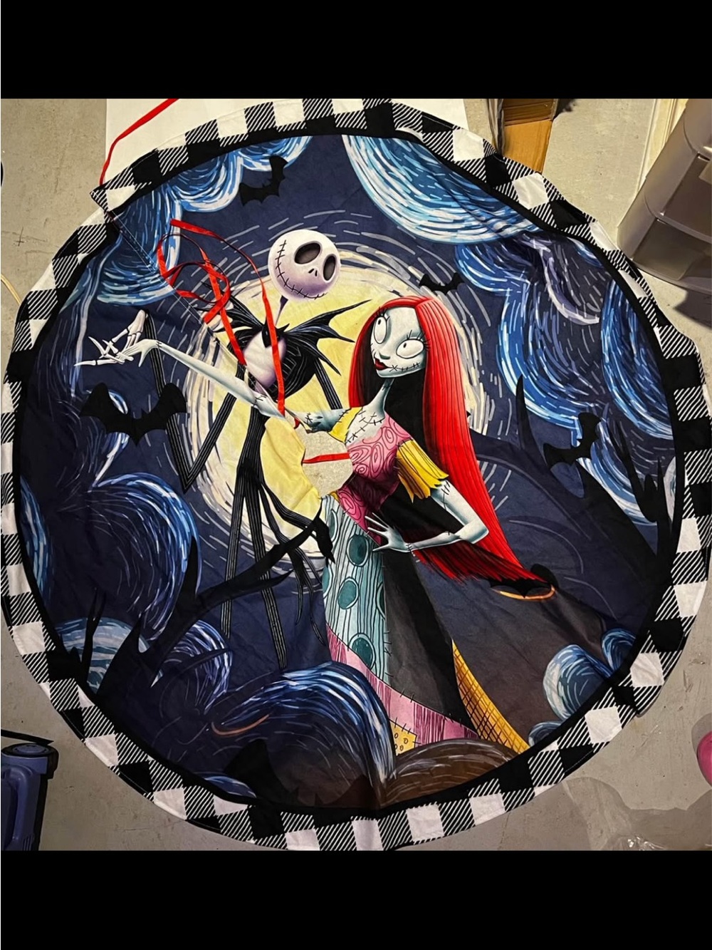Red & Black Nightmare before Christmas tree skirt jack and sally